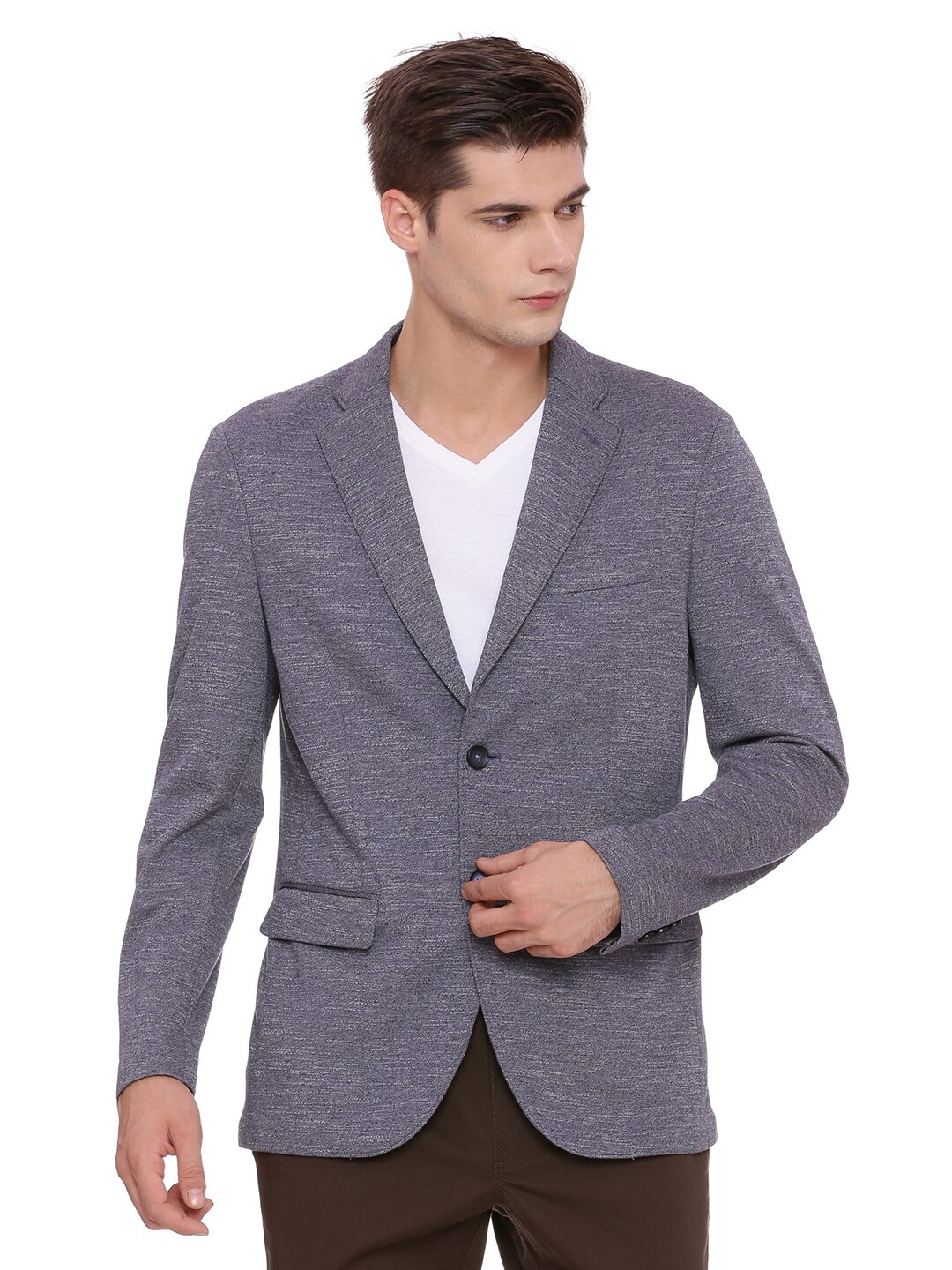 

BASICS Men Blue Solid Regular fit Single Breasted Blazer