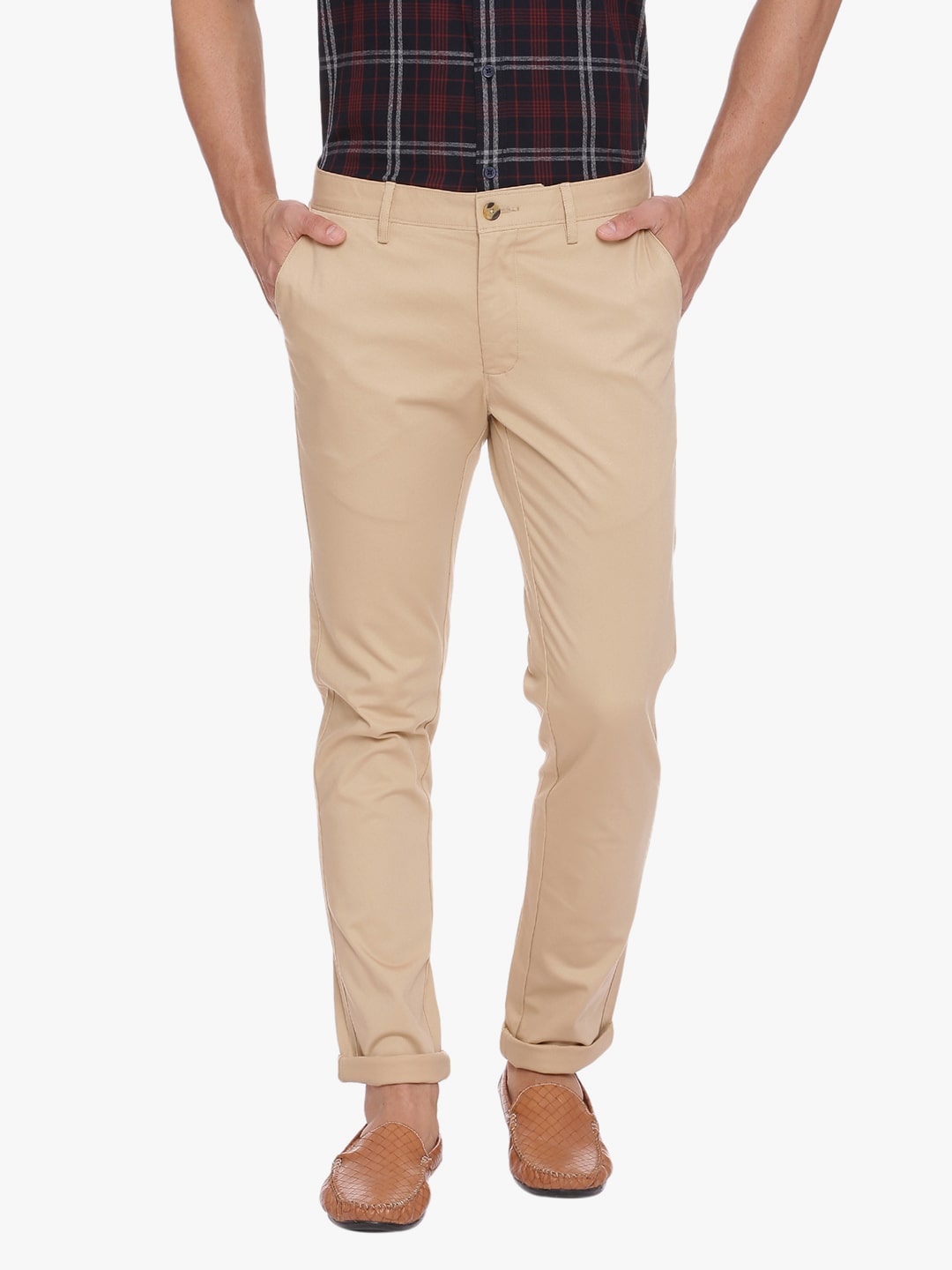 

BASICS Men Beige Solid Tapered fit Chinos