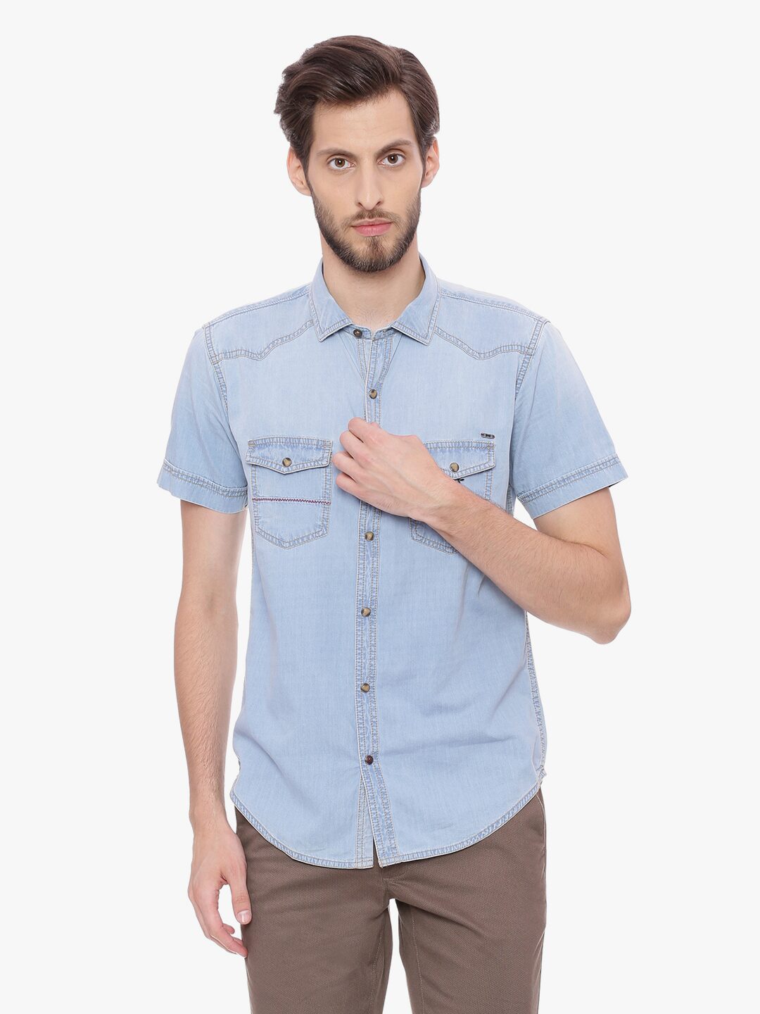 

BASICS Men Blue Solid Regular Fit Casual Shirt