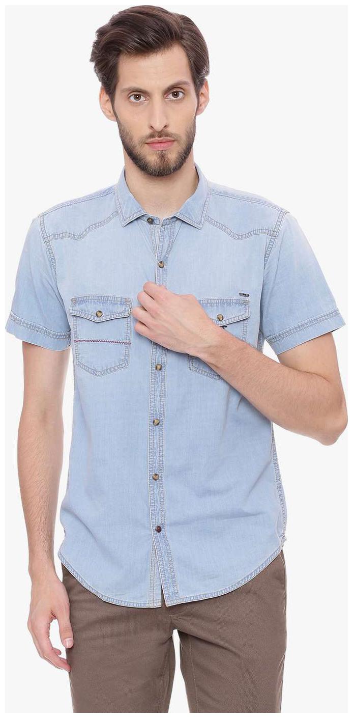 

BASICS Men Blue Solid Regular Fit Casual Shirt