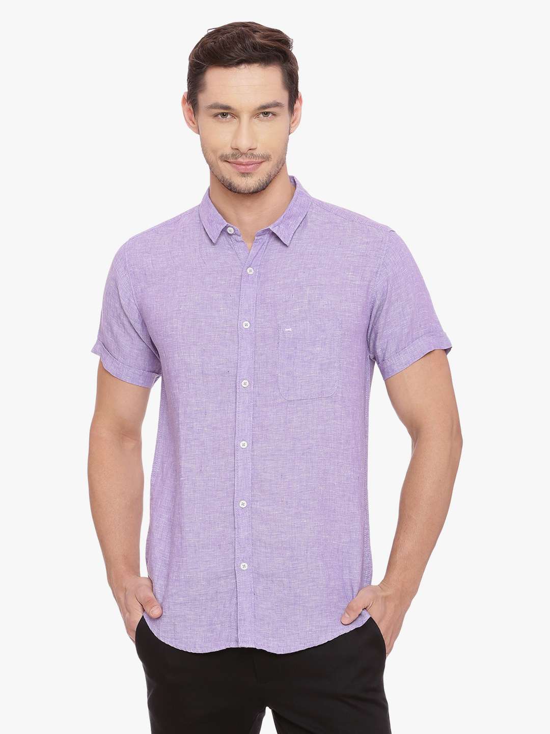 

BASICS Men Purple Solid Slim Fit Casual Shirt