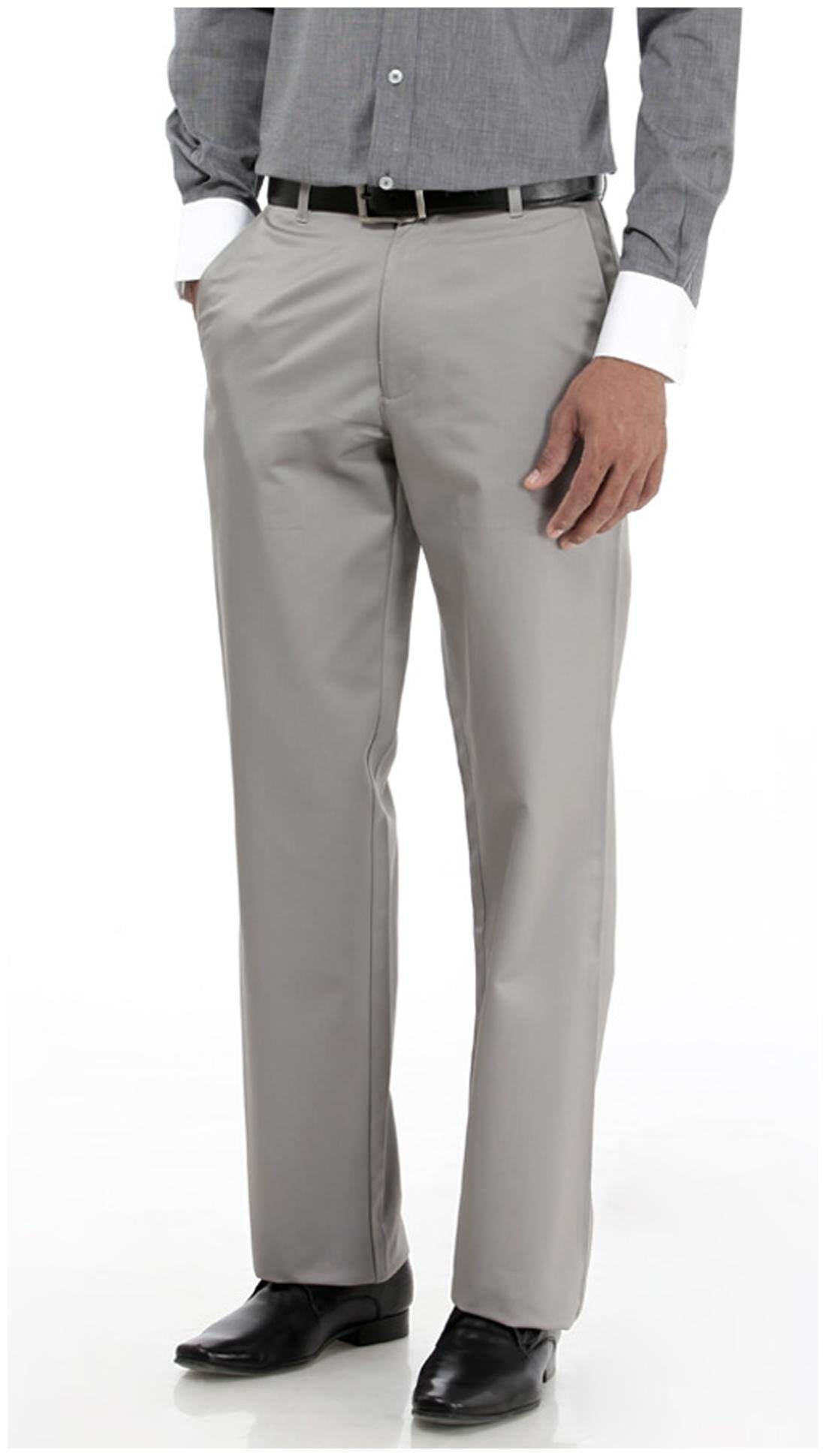 

BASICS Men Grey Solid Regular fit Regular trousers
