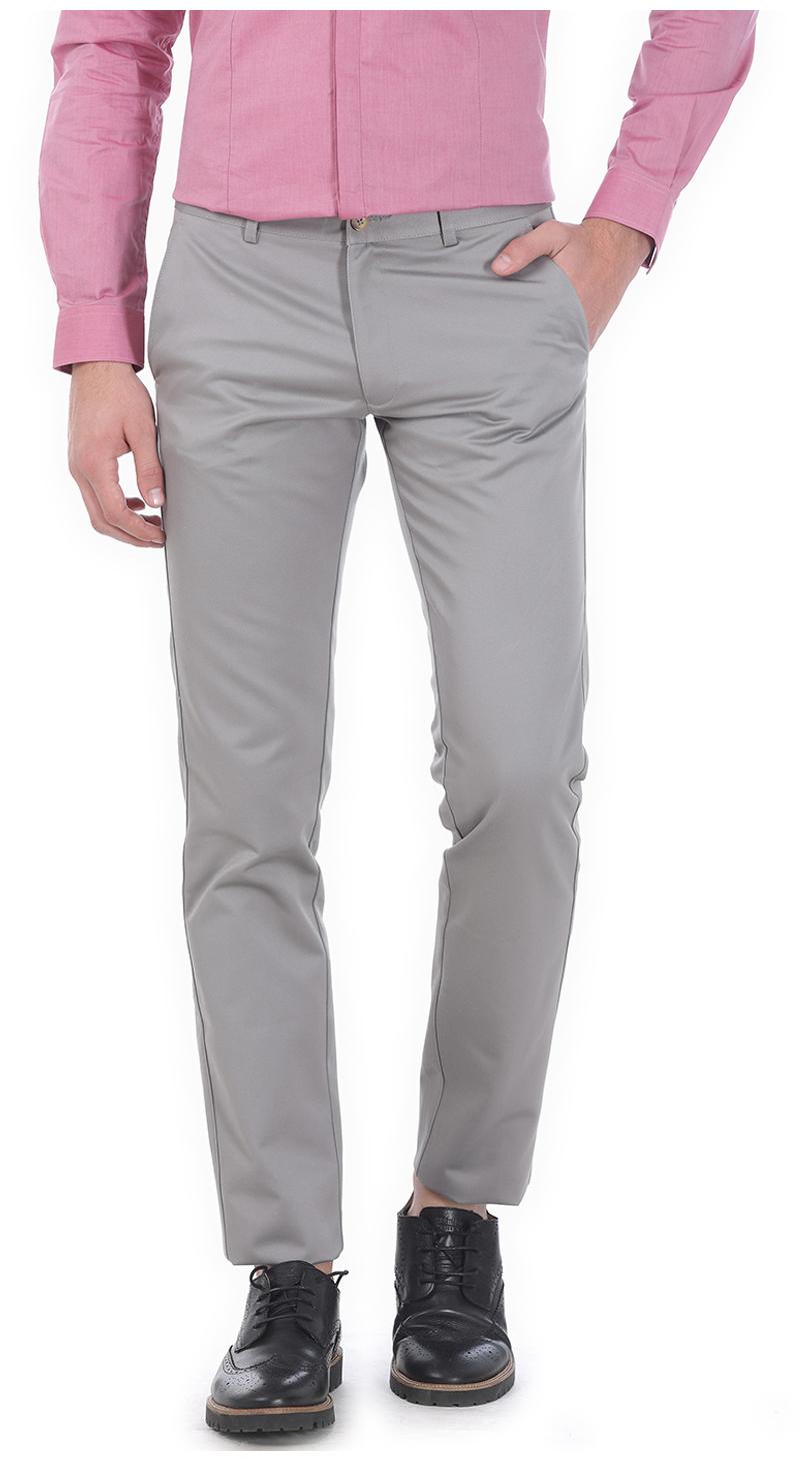 

BASICS Men Grey Solid Tapered fit Regular trousers
