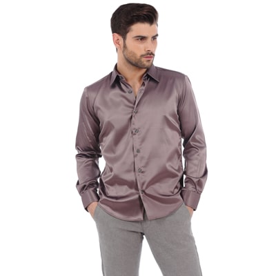 

Basics Grey Polyester And Elastane Formal Shirt