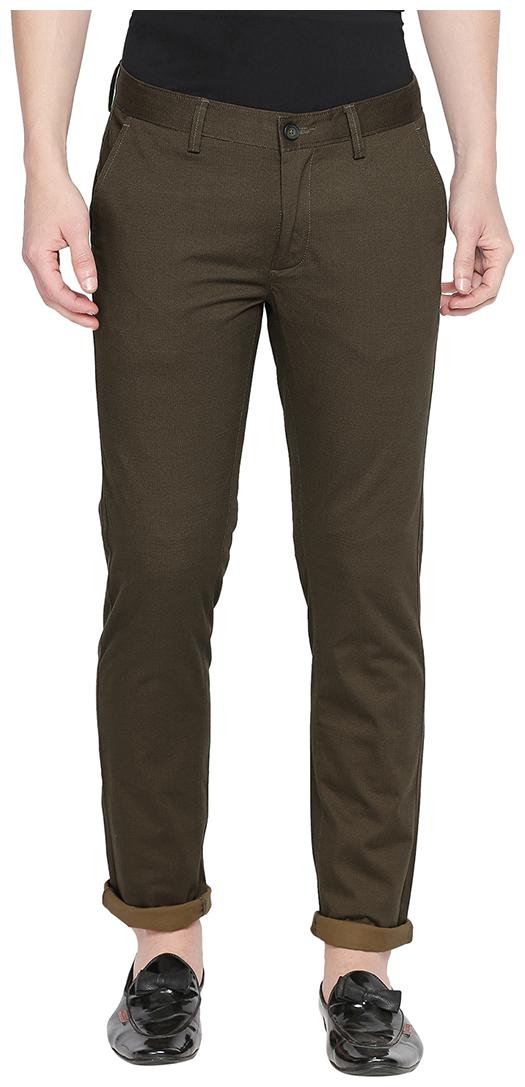 

BASICS Men Brown Textured Tapered fit Chinos
