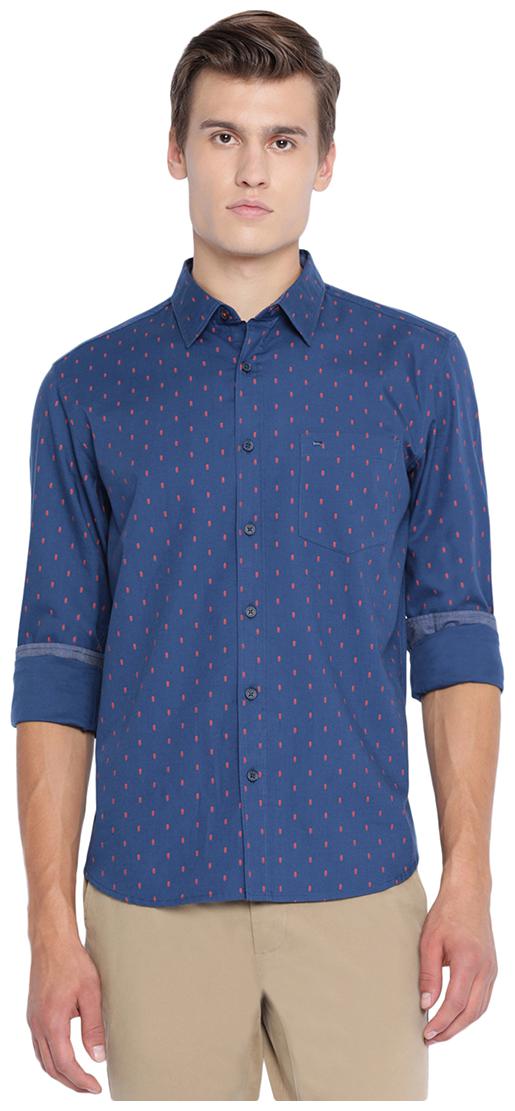 

BASICS Men Blue Printed Slim Fit Casual Shirt