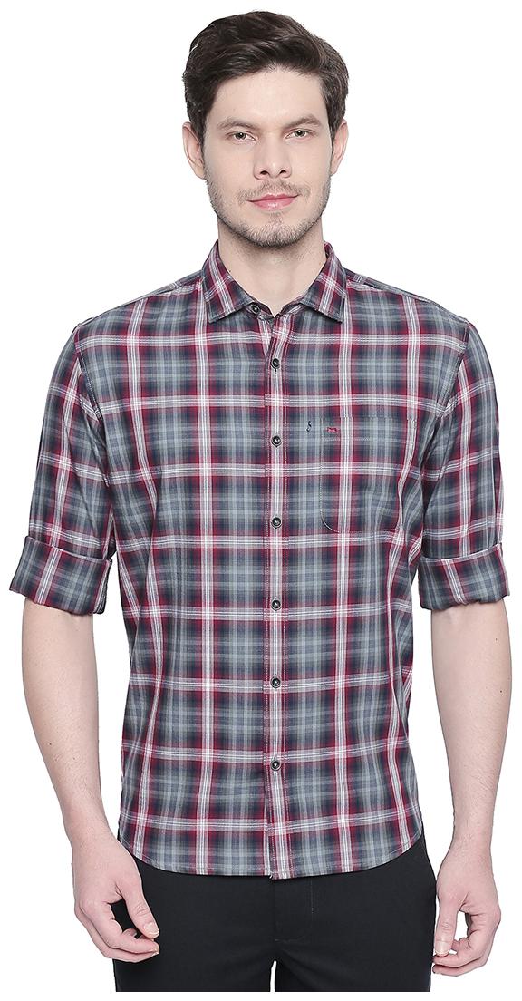 

BASICS Men Red Checked Slim Fit Casual Shirt