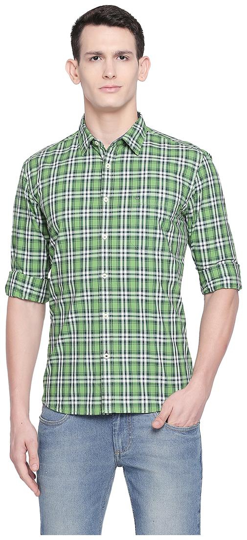 

BASICS Men Green Checked Slim Fit Casual Shirt