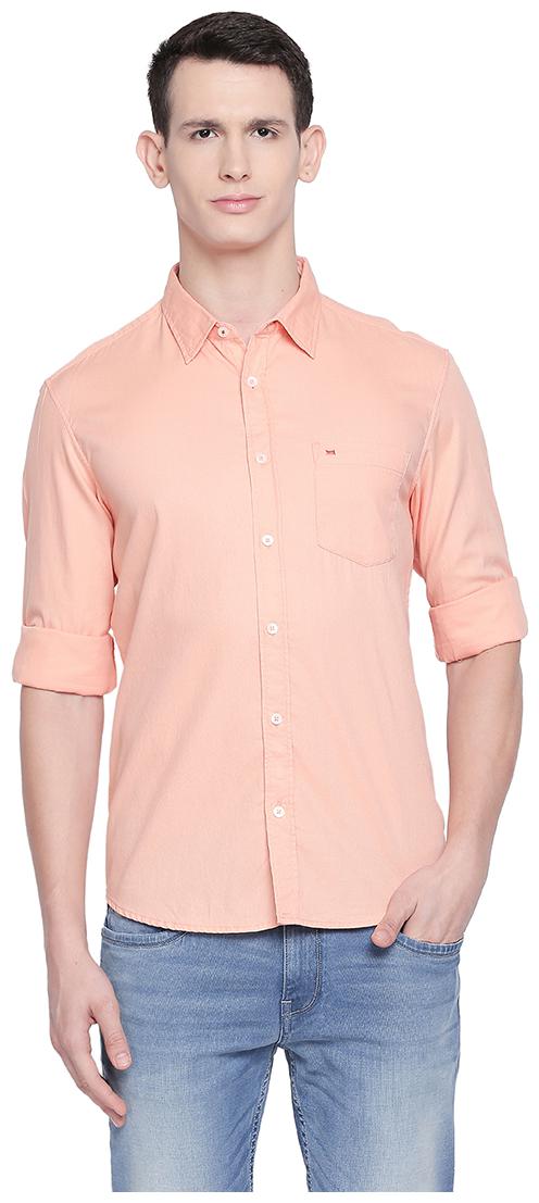 

BASICS Men Orange Solid Slim Fit Casual Shirt