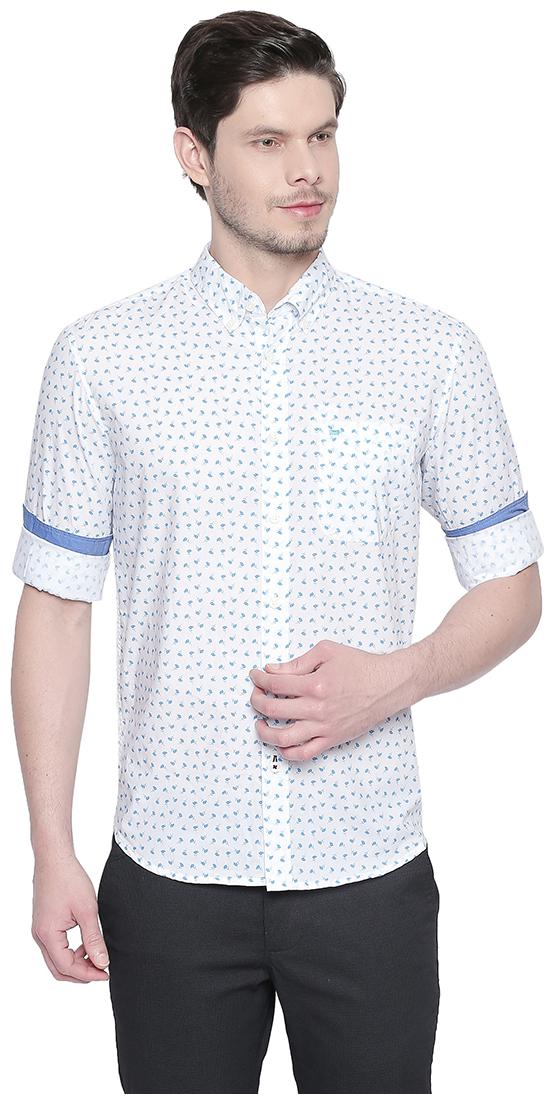 

BASICS Men Pink Printed Slim Fit Casual Shirt