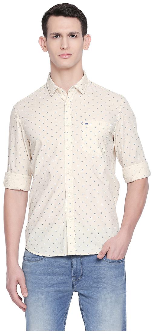 

BASICS Men White Polka Dots Slim Fit Casual Shirt