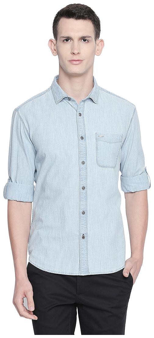 

BASICS Men Blue Solid Slim Fit Casual Shirt