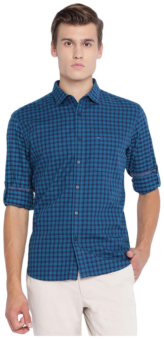 

Basics Men Casual shirts Cotton Checked Turquoise