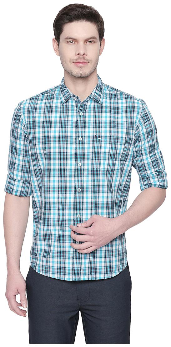 

BASICS Men Casual shirts Cotton Turquoise