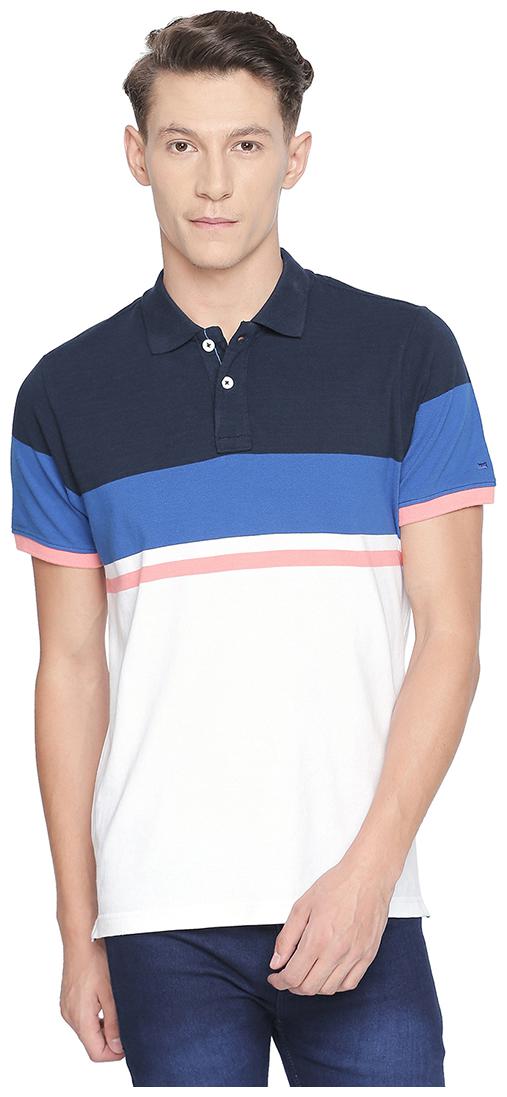 

BASICS Men Blue Slim fit Cotton Polo collar T-Shirt - Pack Of 1