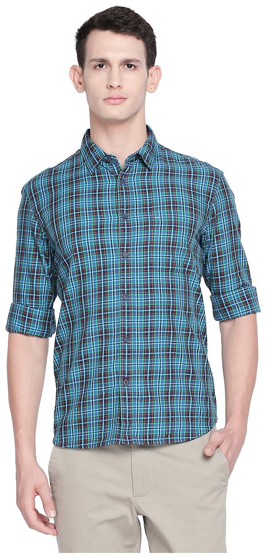 

BASICS Men Green Checked Slim Fit Casual Shirt
