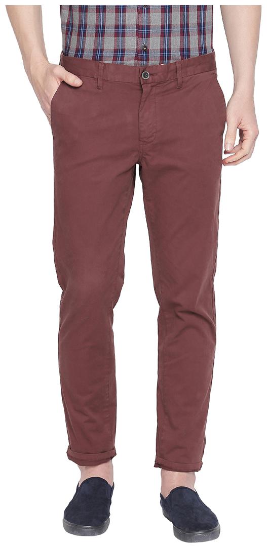 

BASICS Men Red Solid Tapered fit Chinos