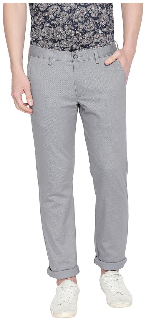 

BASICS Men Grey Textured Tapered fit Chinos