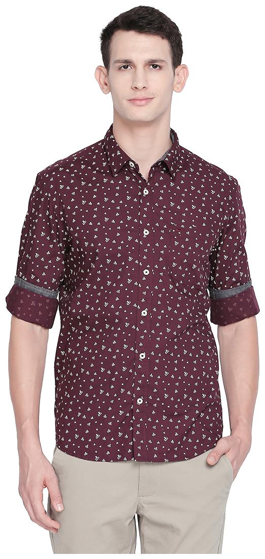 

BASICS Men Maroon Printed Slim Fit Casual Shirt