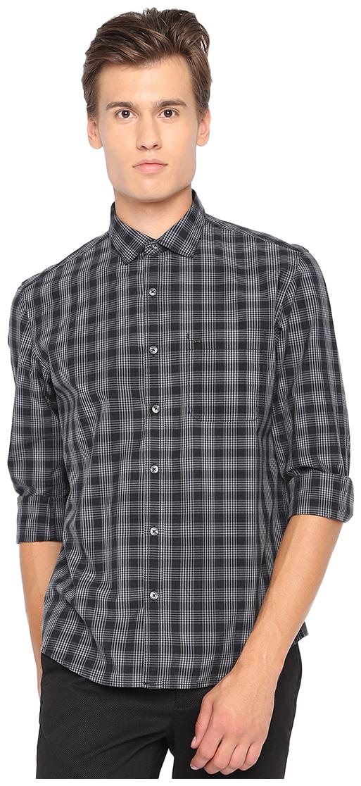 

BASICS Men Black Checked Slim Fit Casual Shirt