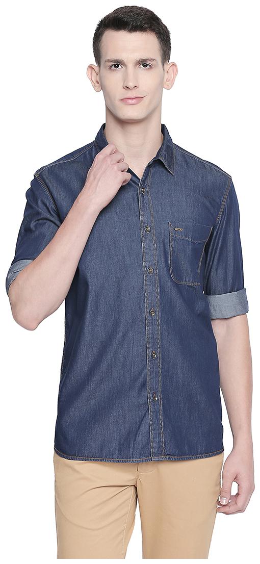 

BASICS Men Blue Solid Slim Fit Casual Shirt