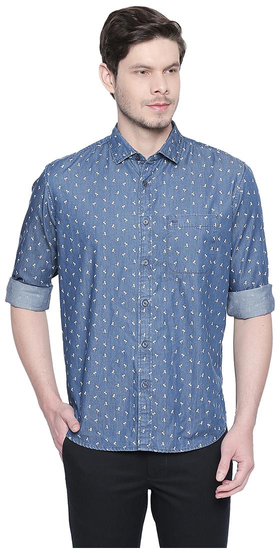 

BASICS Men Blue Printed Slim Fit Casual Shirt