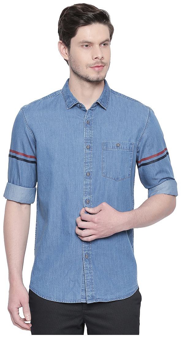 

BASICS Men Blue Solid Slim Fit Casual Shirt