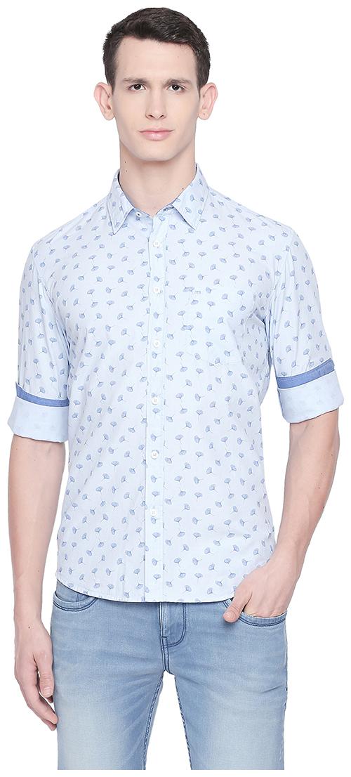 

BASICS Men White Printed Slim Fit Casual Shirt