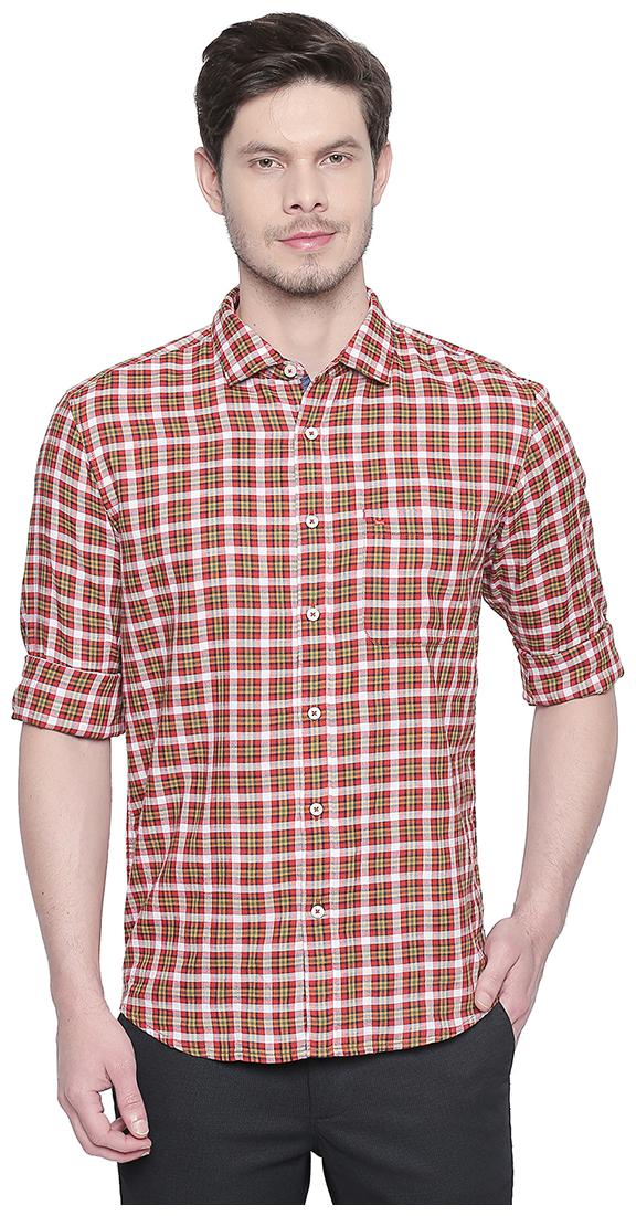 

BASICS Men Red Checked Slim Fit Casual Shirt