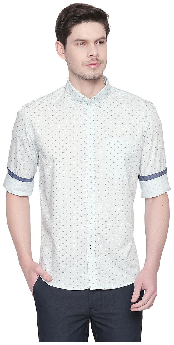 

BASICS Men Green Polka Dots Slim Fit Casual Shirt