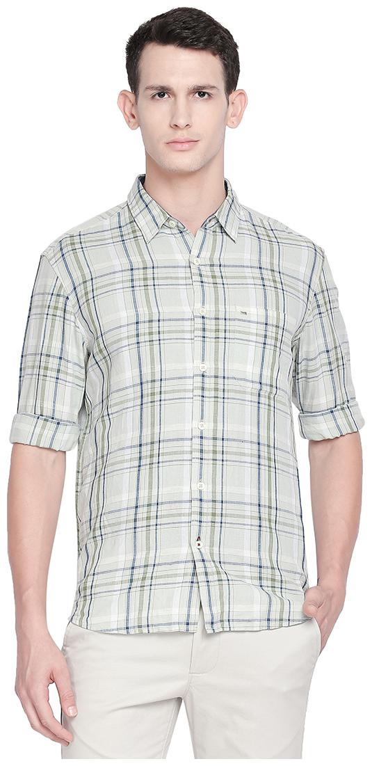 

BASICS Men Green Checked Slim Fit Casual Shirt