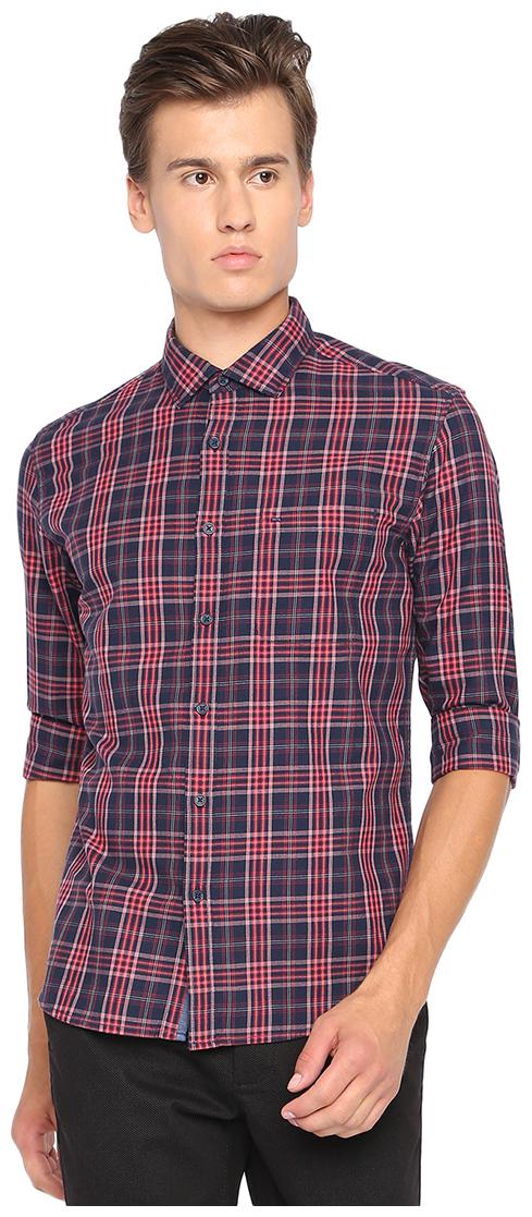 

BASICS Men Red Checked Slim Fit Casual Shirt