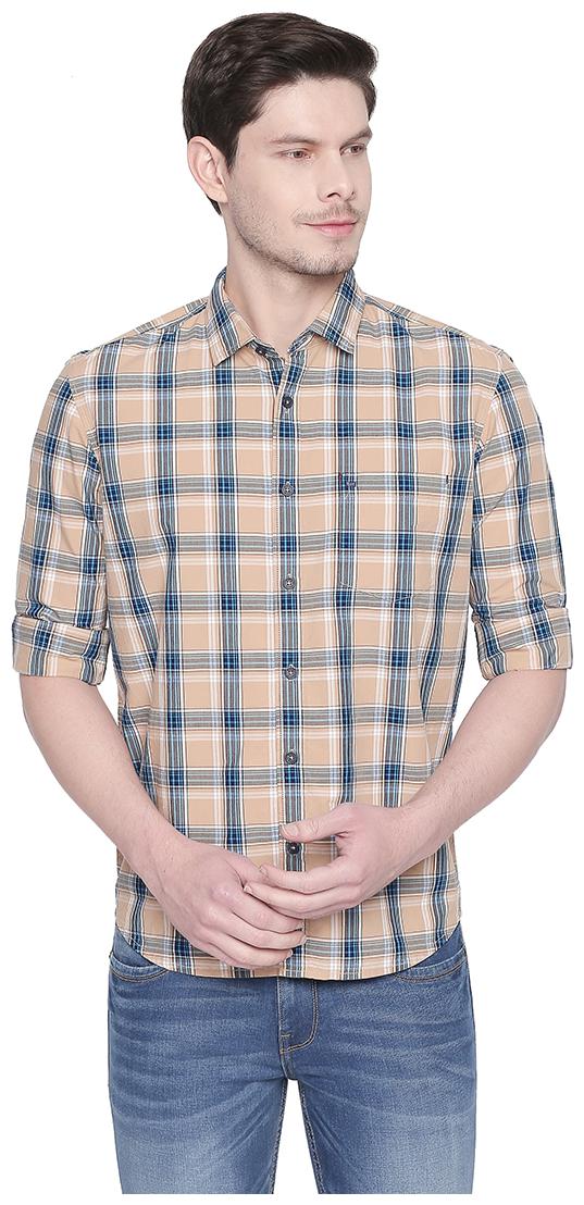 

BASICS Men Brown Checked Slim Fit Casual Shirt