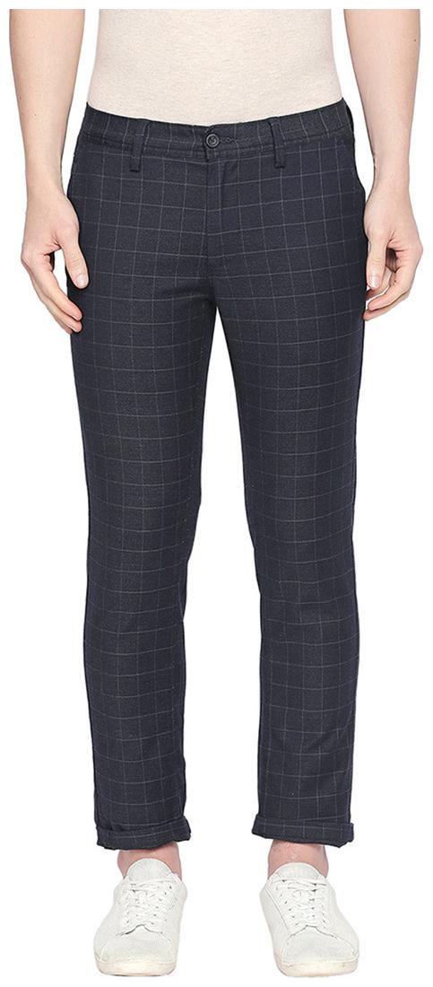 

BASICS Men Blue Checked Tapered fit Chinos