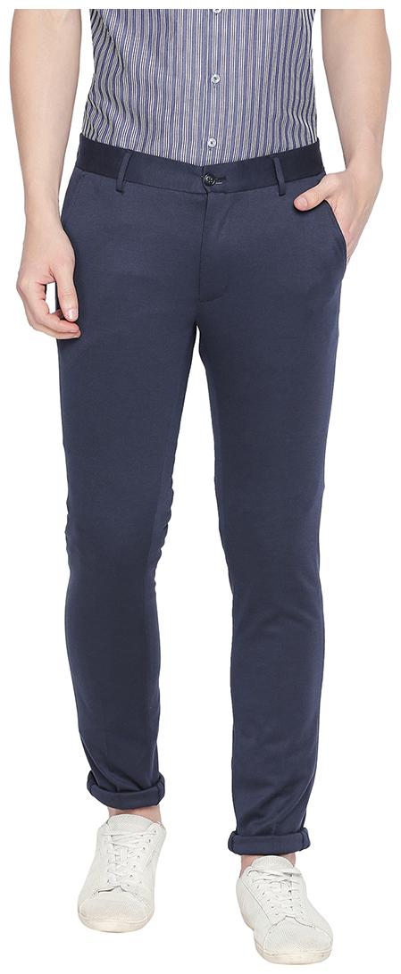 

BASICS Men Blue Textured Tapered fit Chinos