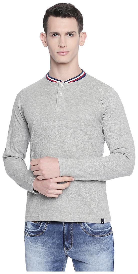 

BASICS Men Grey Slim fit Cotton Blend Henley neck T-Shirt - Pack Of 1