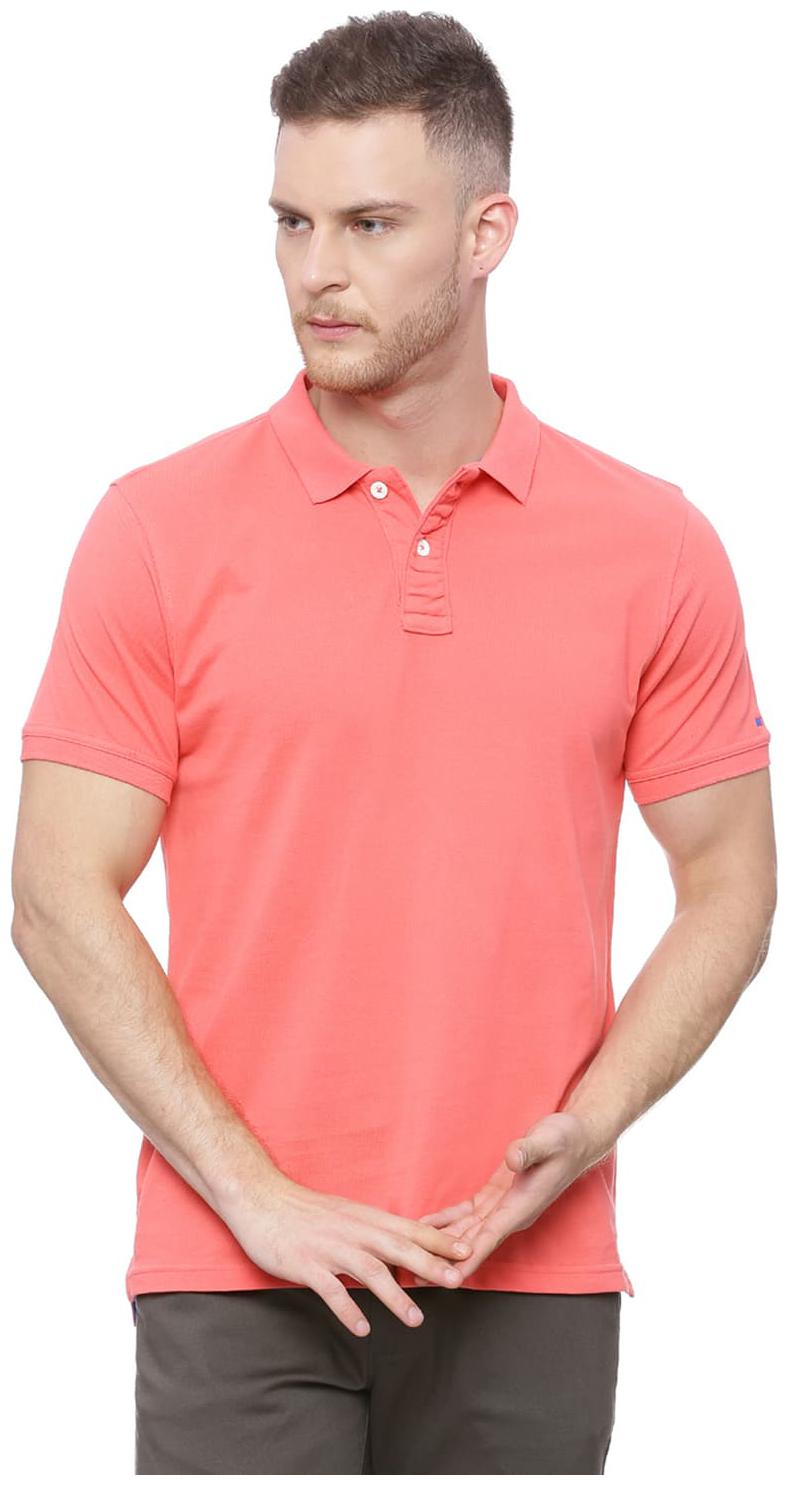 

BASICS Men Pink Regular fit Cotton Polo collar T-Shirt - Pack Of 1