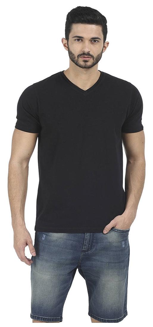 

Basics Muscle Fit Jet Black V Neck T Shirt