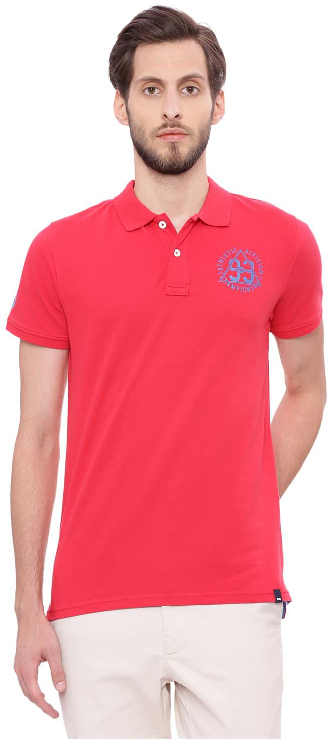 

Basics Muscle Fit Lipstick Red Polo T Shirt