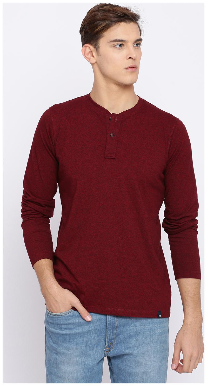 

BASICS Men Red Regular fit Cotton Blend Henley neck T-Shirt - Pack Of 1