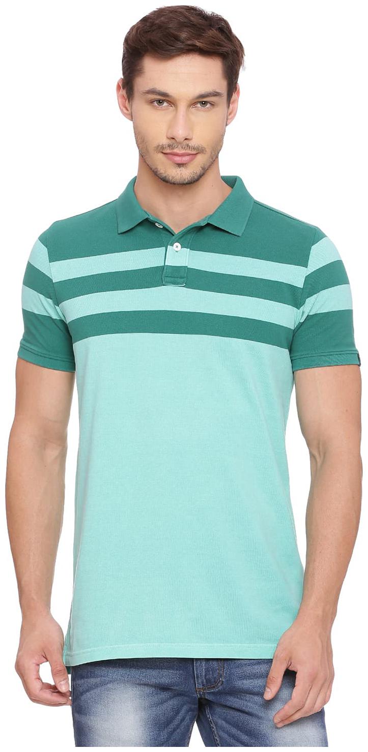 

Basics Muscle Fit Bermuda Stripes Polo T Shirt