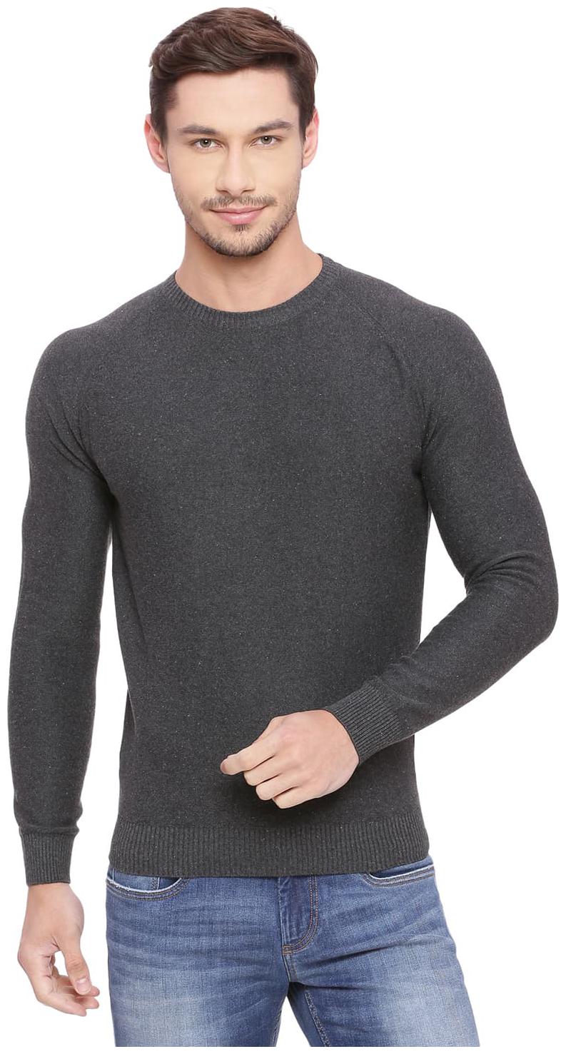 

Basics Muscle Fit Charcoal Heather Crew Neck Sweater