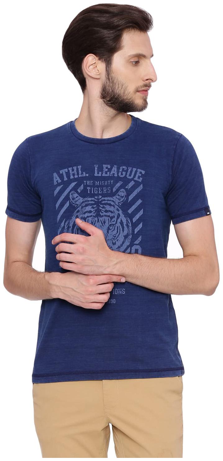 

Basics Muscle Fit Indigo Denim Crew Neck T Shirt