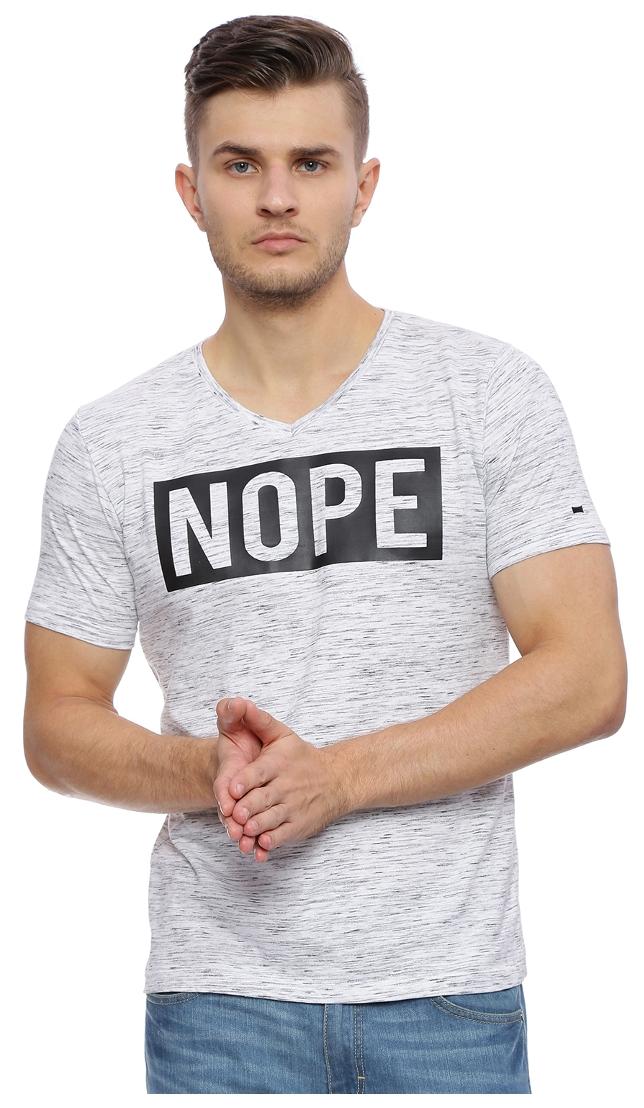 

Basics Muscle Fit Trippy White V Neck T Shirt