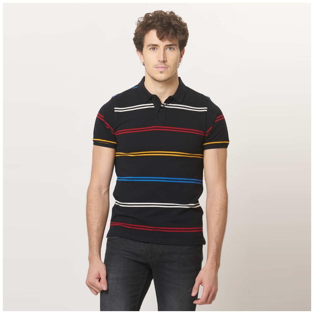 

BASICS Men Black Slim fit Cotton Polo collar T-Shirt - Pack Of 1