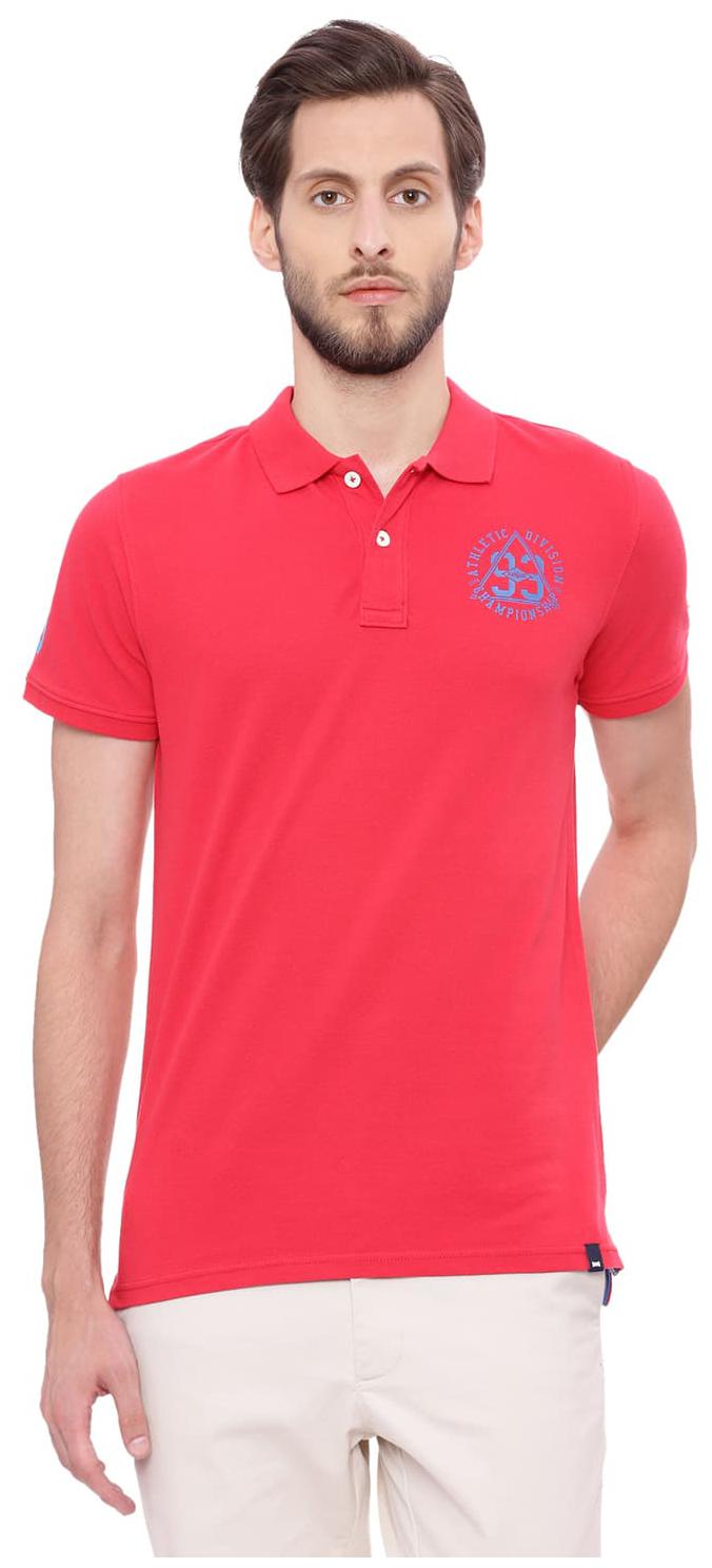 

Basics Muscle Fit Lipstick Red Polo T Shirt