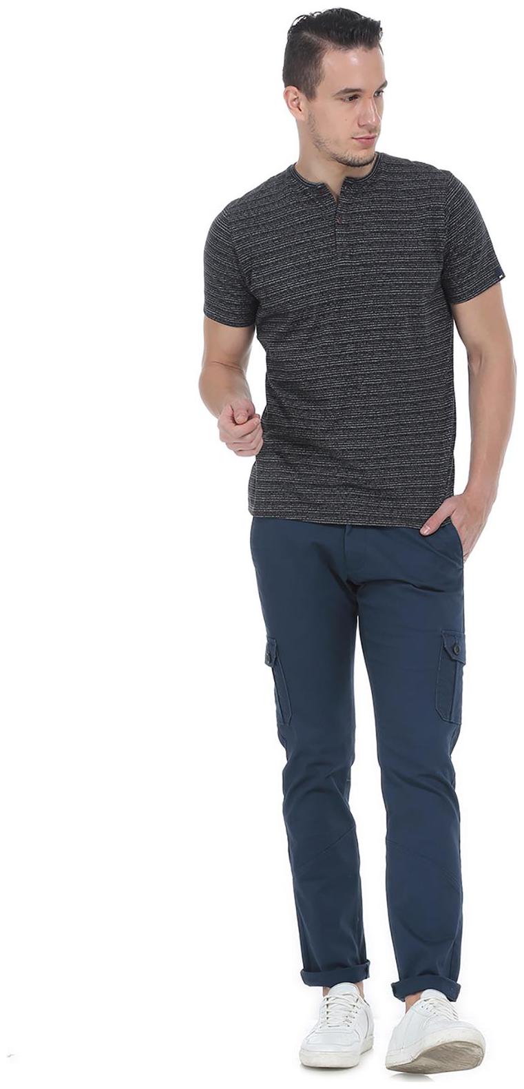 

BASICS Men Blue Solid Tapered fit Cargos