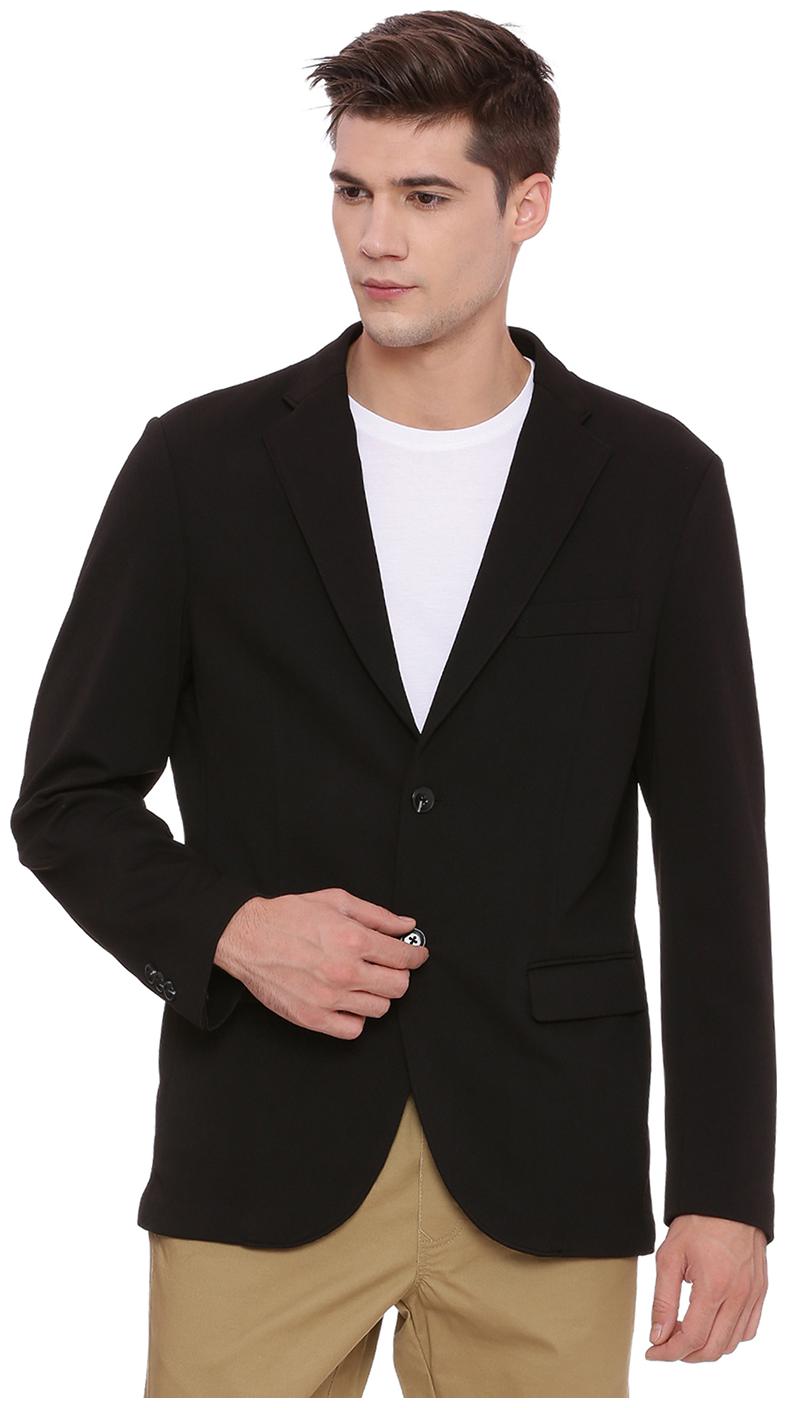 

BASICS Men Black Solid Regular fit Single Breasted Blazer