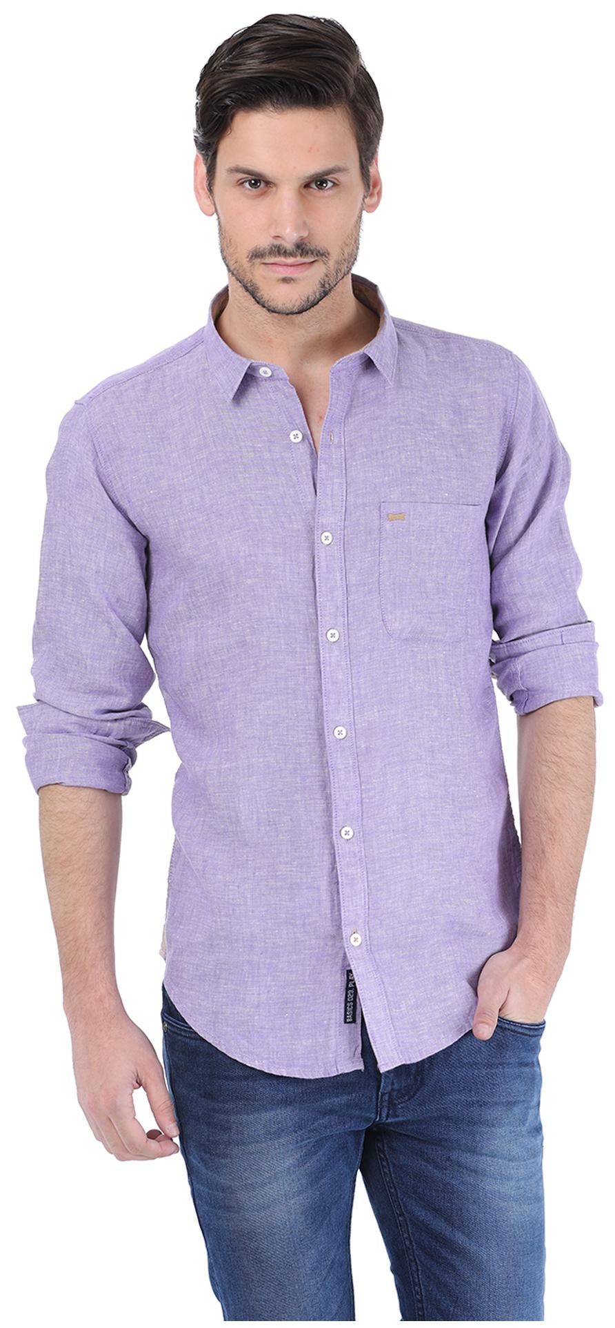 

BASICS Men Purple Solid Slim Fit Casual Shirt