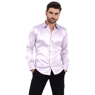 

Basics Purple Polyester And Elastane Formal Shirt